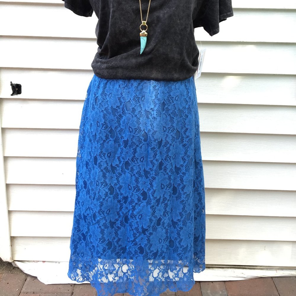 Lularoe Blue Lola Skirt XL NWT